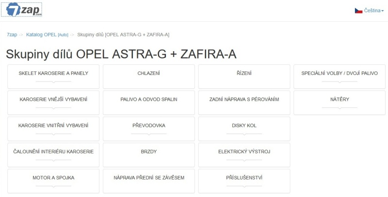 Katalog náhradních dílů Opel Astra G - Zafira A